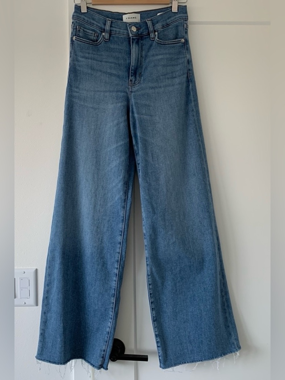 Frame Denim Le Slim Palazzo Wide Leg Jeans in Clue Raw After Size 27
